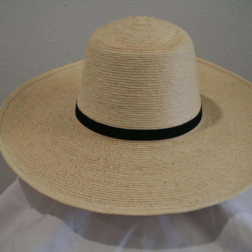 Sun Body Obbie Hat Size 7 1/8 (57) Woven Straw Black Ribbon